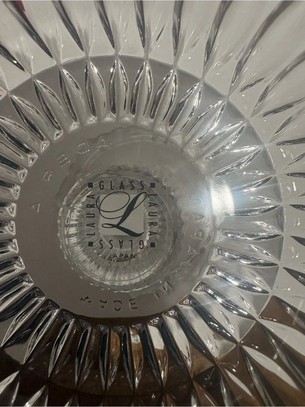 Vintage Laura Glass Company Pedestal Bowl , made in Japan